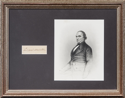 Daniel Webster Signed Cut With Photograph In Framed Display (JSA)